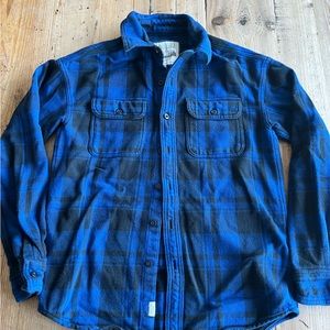 Men’s American Eagle flannel button down, size XS, blue and black plaid